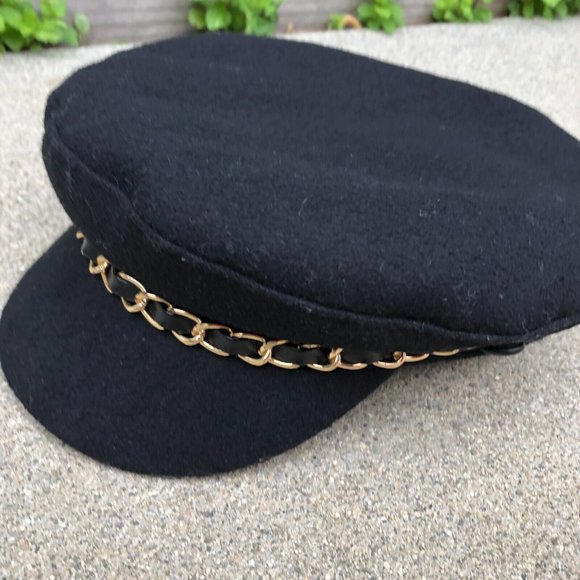 ZARA Military Army Hat Women's Wool Blend Quilted Lining Cap Blue Chain - Picture 7 of 8